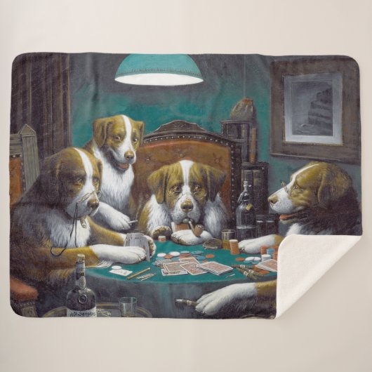 犬の遊トランプのポーカーカシアス・マルセラス・クーリッジ1894 シェルパブランケット (正面(横))
