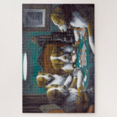 犬の遊トランプのポーカーカシアス・マルセラス・クーリッジ1894 ジグソーパズル (縦)