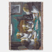 犬の遊トランプのポーカーカシアス・マルセラス・クーリッジ1894 スローブランケット (正面縦)