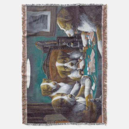 犬の遊トランプのポーカーカシアス・マルセラス・クーリッジ1894 スローブランケット (正面縦)