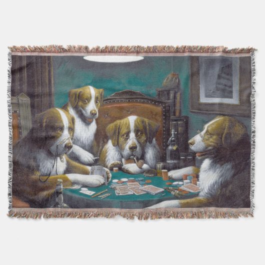 犬の遊トランプのポーカーカシアス・マルセラス・クーリッジ1894 スローブランケット (正面)