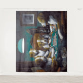 犬の遊トランプのポーカーカシアス・マルセラス・クーリッジ1894 タペストリー (正面)