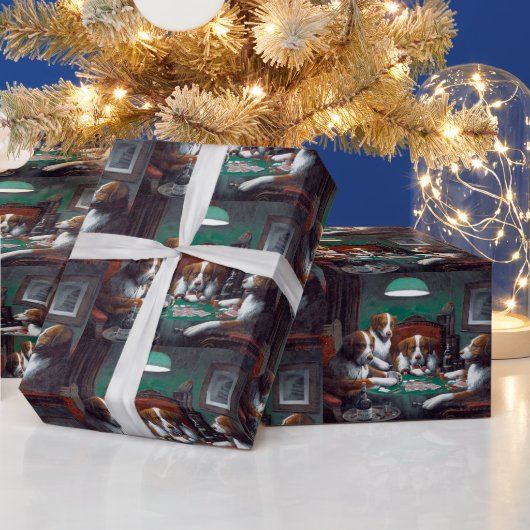 犬の遊トランプのポーカーカシアス・マルセラス・クーリッジ1894 ラッピングペーパー (クリスマス)