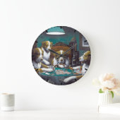 犬の遊トランプのポーカーカシアス・マルセラス・クーリッジ1894 ラージ壁時計 (ホーム)