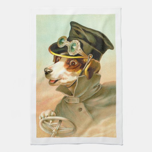 犬の運転 キッチンタオル (縦)