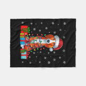 犬の醜いクリスマスライトサンタアメリカンフォックスハウンドッグC フリースブランケット (正面(横))