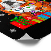 犬の醜いクリスマスライトサンタハットアメリカブルドッグCh ポスター (角)