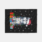 犬の醜いクリスマスライトサンタハットシベリアハスキー犬 フリースブランケット (正面(横))