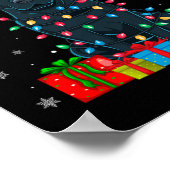 犬の醜いクリスマスライトサンタハットブラックラブラドール犬 ポスター (角)