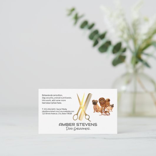 犬の集団 |はさみコーム 名刺 (スタンド正面)