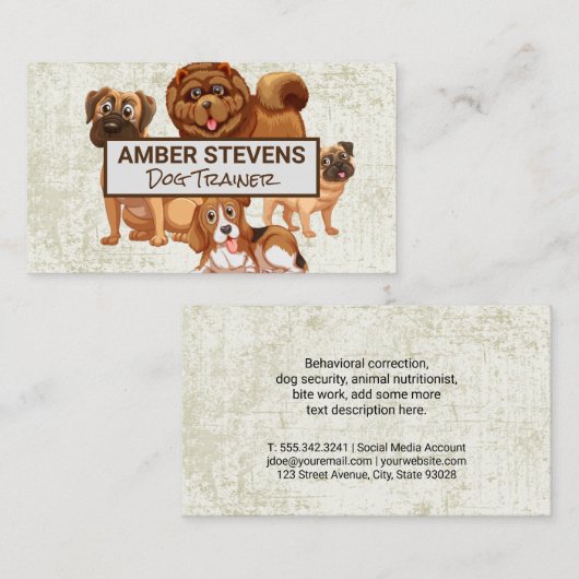 犬の集団 |動物 名刺 (正面/裏面)