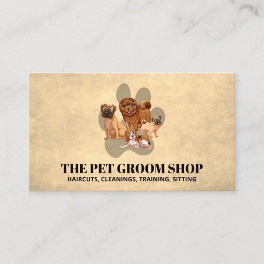 犬の集団 | 犬の足 名刺 (正面)