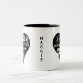 犬の離れ手のプリント私たちのハートペット愛 ツートーンマグカップ (中央)