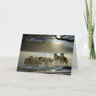犬の雪が多いクリスマスカード シーズンカード