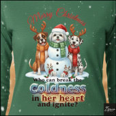 犬の雪だるま クリスマスの友達 鹿の角 マフラー トライブレンドTシャツ