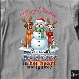 犬の雪だるま クリスマスの友達 鹿の角 マフラー トライブレンドTシャツ