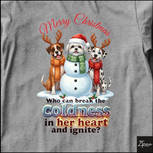 犬の雪だるま クリスマスの友達 鹿の角 マフラー トライブレンドTシャツ