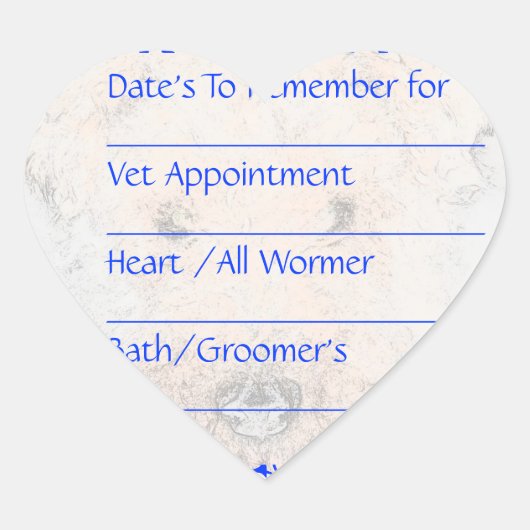 犬の青のリマインダーシール ハートシール (正面)