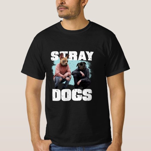 犬の頭おもしろいを持つ野良犬 Tシャツ (正面)