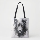 犬の頭のイ絵を描ンク トートバッグ (正面)