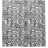 犬の頭のパターン シャワーカーテン (正面)