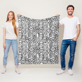 犬の頭のパターン フリースブランケット