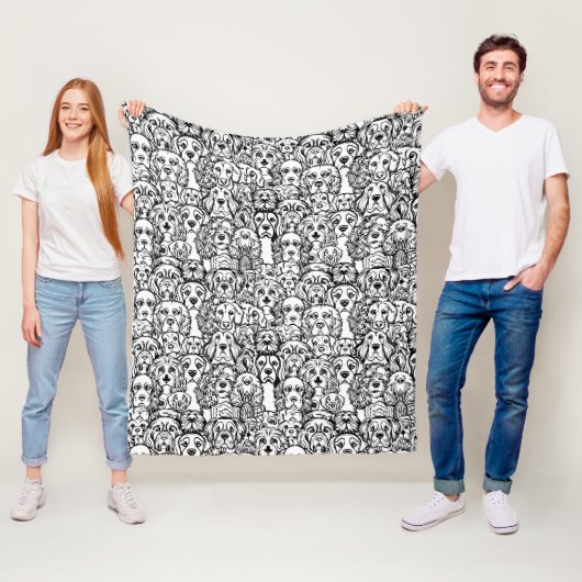 犬の頭のパターン フリースブランケット (インサイチュ)