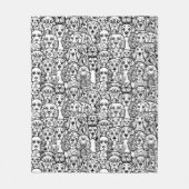 犬の頭のパターン フリースブランケット (正面)