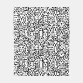 犬の頭のパターン フリースブランケット