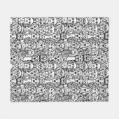 犬の頭のパターン フリースブランケット (正面(横))