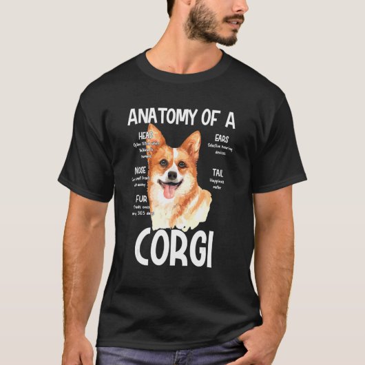 犬の頭部騒音耳のためのコルギの解剖学 Tシャツ (正面)