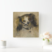 犬の頭部、1870年(キャンバスの油) スクエア壁時計 (ホーム)