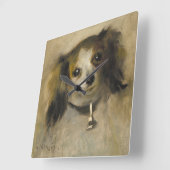 犬の頭部、1870年(キャンバスの油) スクエア壁時計 (傾斜)