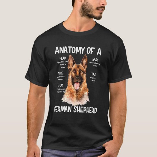 犬の頭音のためのドイツの羊飼いの解剖学 Tシャツ (正面)
