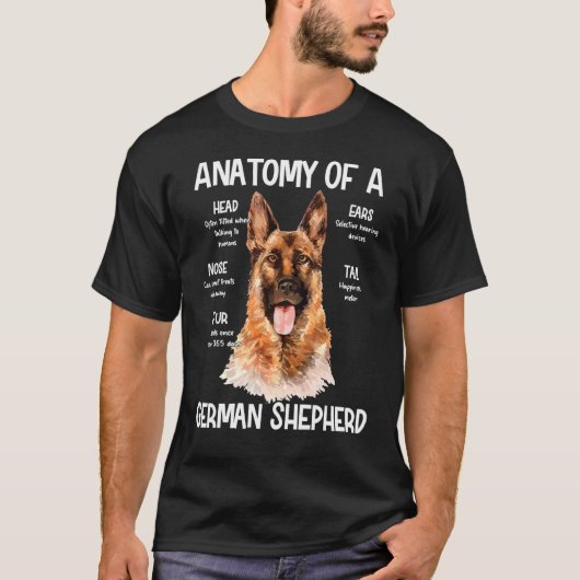 犬の頭音のためのドイツの羊飼いの解剖学 Tシャツ (正面)