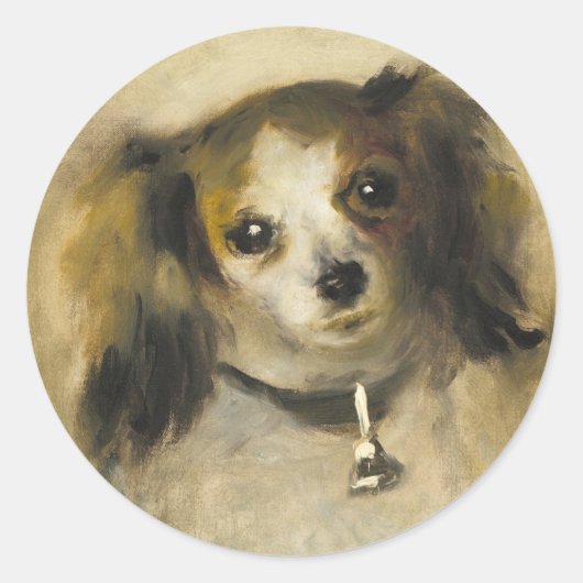 犬の頭、オーギュスト・ルノアール・アート ラウンドシール (正面)
