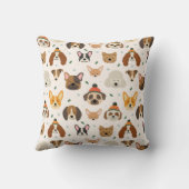 犬の顔インウィンターハッツホリデーパターン クッション (裏面)