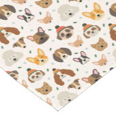 犬の顔インウィンターハッツホリデーパターン ショートテーブルランナー (コーナー)