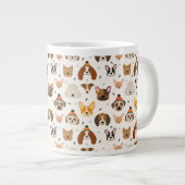 犬の顔インウィンターハッツホリデーパターン ジャンボコーヒーマグカップ (正面右)
