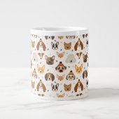 犬の顔インウィンターハッツホリデーパターン ジャンボコーヒーマグカップ (正面)