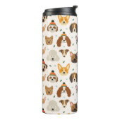 犬の顔インウィンターハッツホリデーパターン タンブラー (回転左)