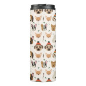 犬の顔インウィンターハッツホリデーパターン タンブラー (裏面)