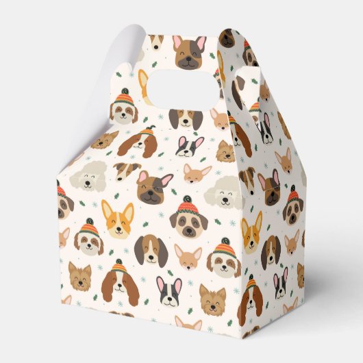 犬の顔インウィンターハッツホリデーパターン フェイバーボックス (正面サイド)