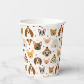 犬の顔インウィンターハッツホリデーパターン 紙コップ (裏面)