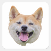 犬の顔ステッカー、犬の恋人のギフト、カスタム顔 スクエアシール (正面)