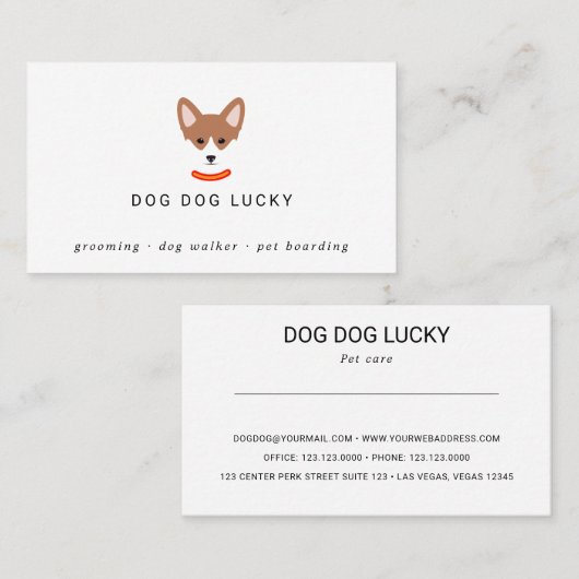 犬の顔ラベル 名刺 (正面/裏面)