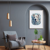 犬の顔青みがかった灰色の審美的モザイク[BD-A2]ポスト ポスター