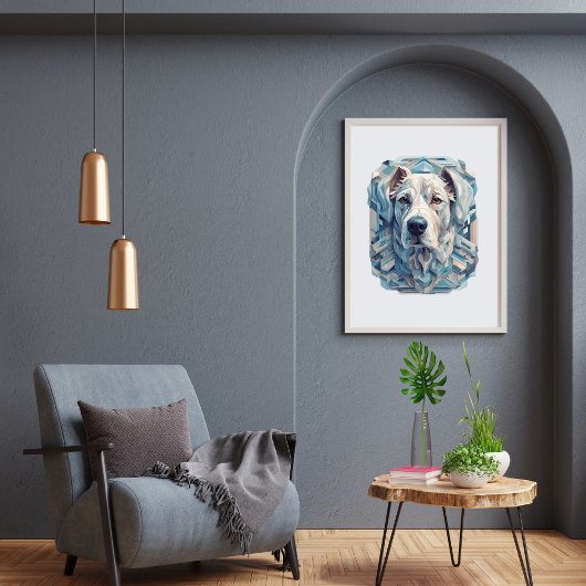 犬の顔青みがかった灰色の審美的モザイク[BD-A2]ポスト ポスター