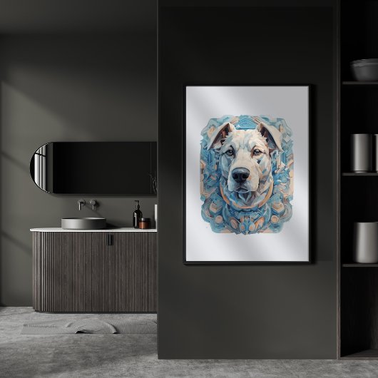 犬の顔青みがかった灰色の美的モザイク[BD-A1] ポスター