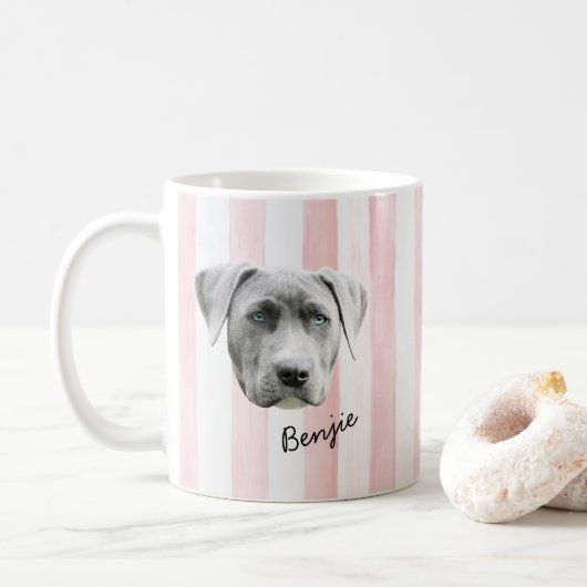 犬の顔 | カスタムペットの写真と名前 コーヒーマグカップ (ドーナツ)